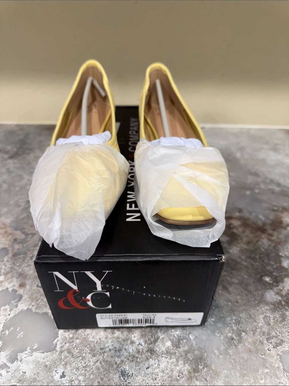 New York & Company Lemon Yellow Peep-Toe Flats